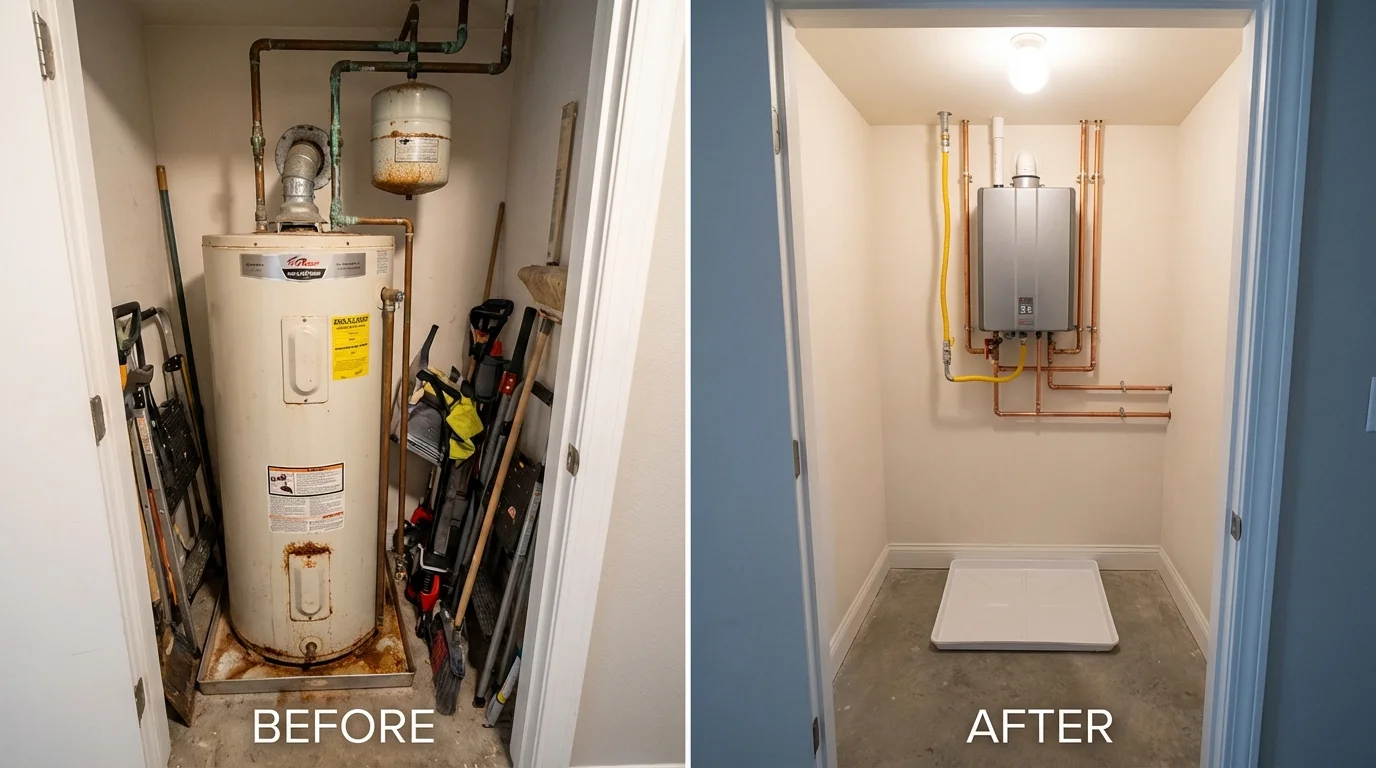 Tank water heater versus wall-mounted tankless unit comparison for Manchester, KY homeowners